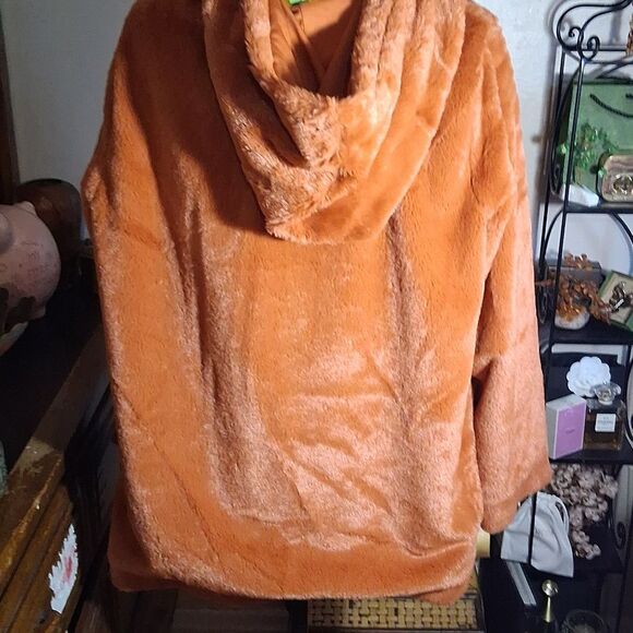 Nwot Cuddl Duds Cozy Rust Color Faux Fur Women's Jacket Size Large - Picture 4 of 8